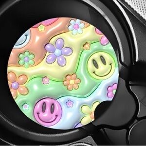 Puff Flower Power Car Coasters Absorbent Set of (2)